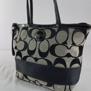 Black Classic Cloth Coach Tote Purse